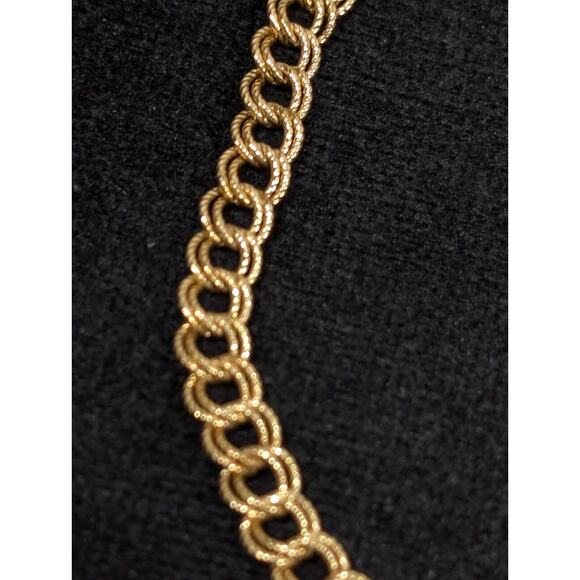 Vintage 1/20 12k Gold Filled Textured Double Oval Chain Link Curb Bracelet 7.25" - Picture 8 of 11